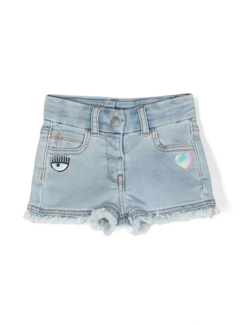 Chiara Ferragni Kids Eye Star-print denim shorts