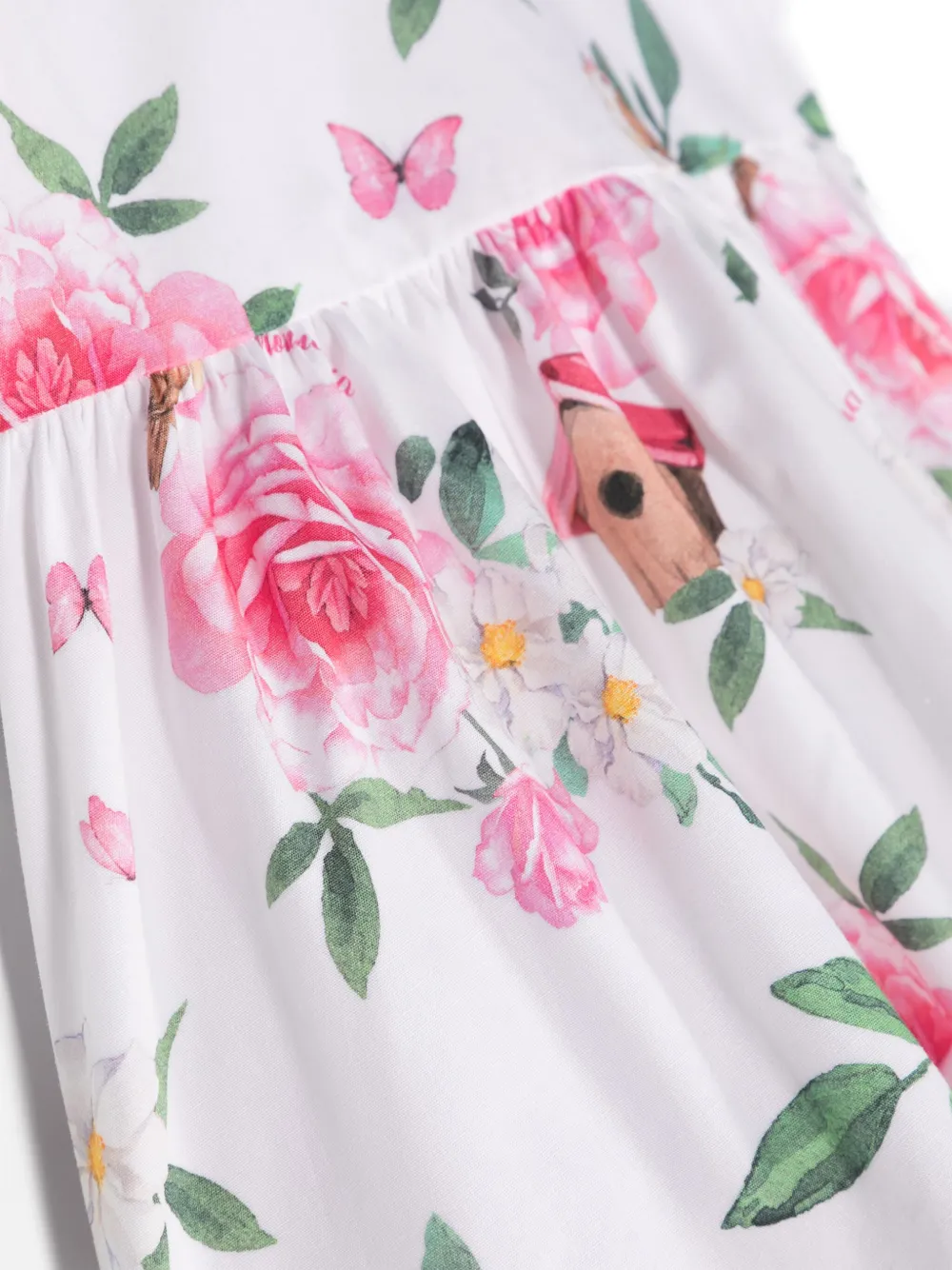 Monnalisa Katoenen jurk met bloemenprint Wit