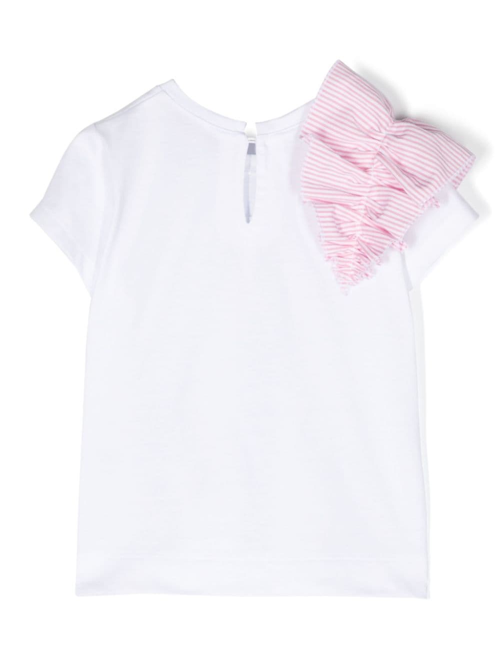 Shop Monnalisa Ruffled-detail Cotton T-shirt In White