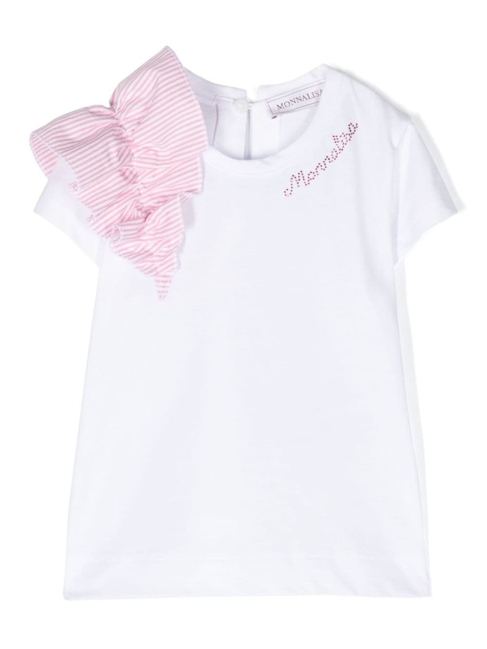 Monnalisa Babies' Ruffled-detail Cotton T-shirt In White