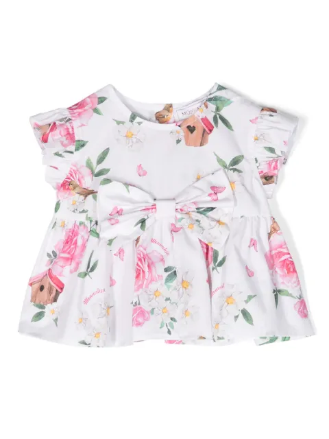 Monnalisa Bird Houses floral blouse