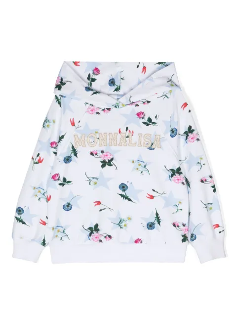 Monnalisa logo-embroidered floral-print hoodie