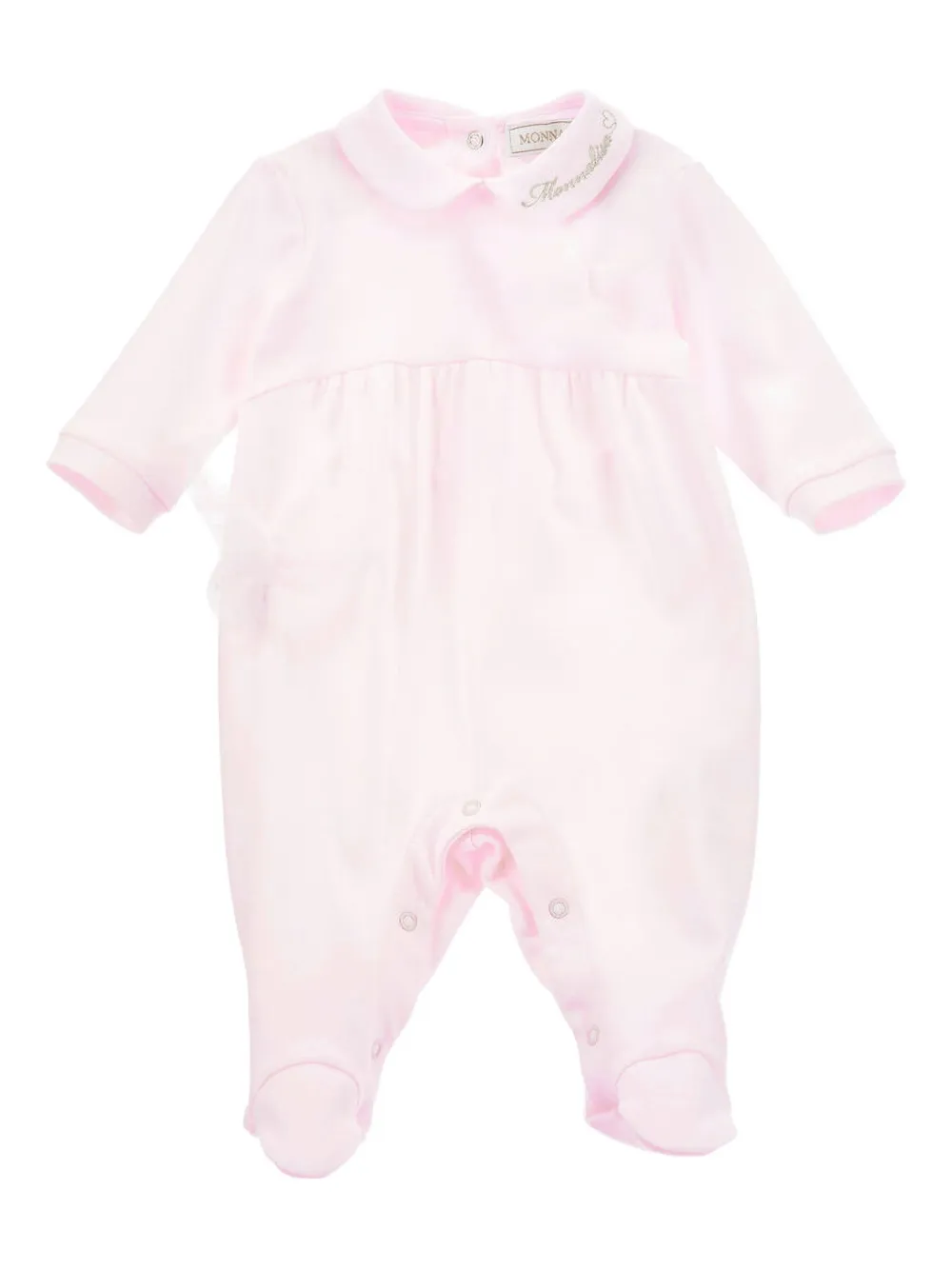 Monnalisa peter-pan-collar logo-embellished babygrow | Pink | Image 1