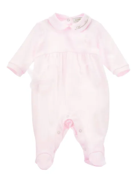 Monnalisa peter-pan-collar logo-embellished babygrow
