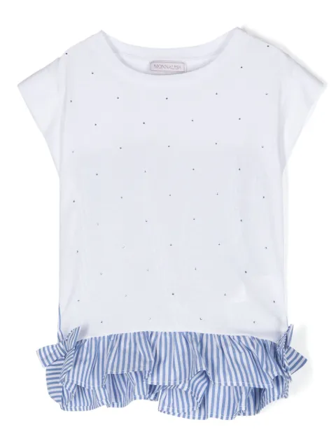 Monnalisa playera con rayas y detalles de strass