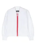 Monnalisa logo-print sequinned bomber jacket - White