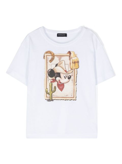 Monnalisa Mickey Mouse-print cotton T-shirt