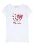 Monnalisa teddy bear-print cotton T-shirt - White