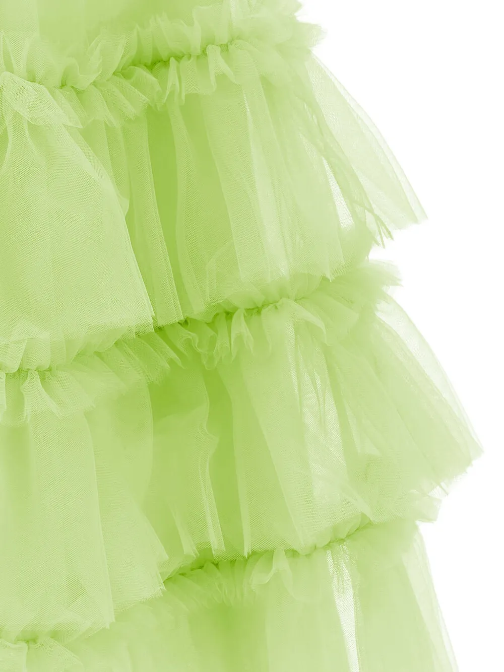 Monnalisa Tulle Flounce Dress In Green