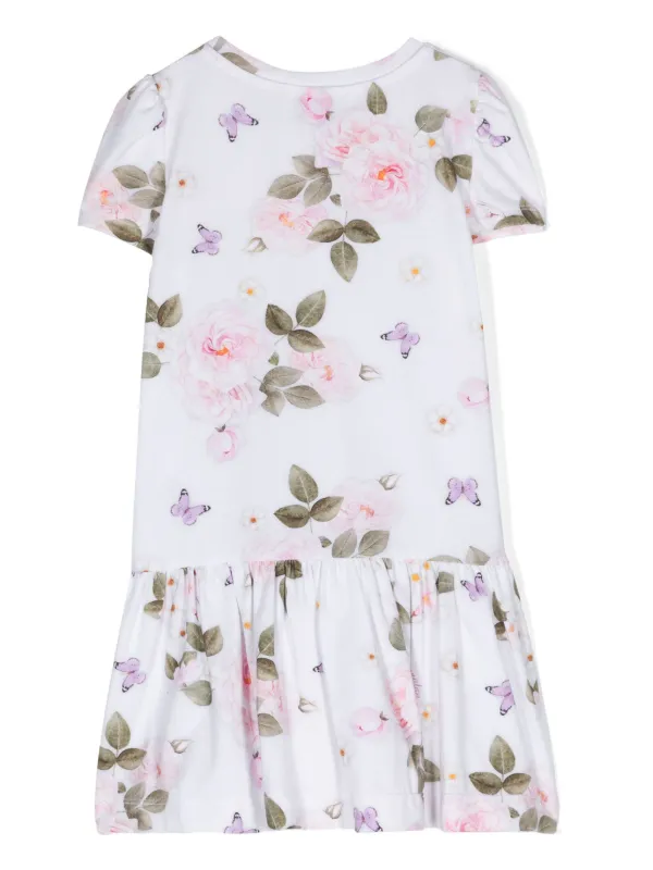 Monnalisa floral-print Casual Dress | White | FARFETCH IN