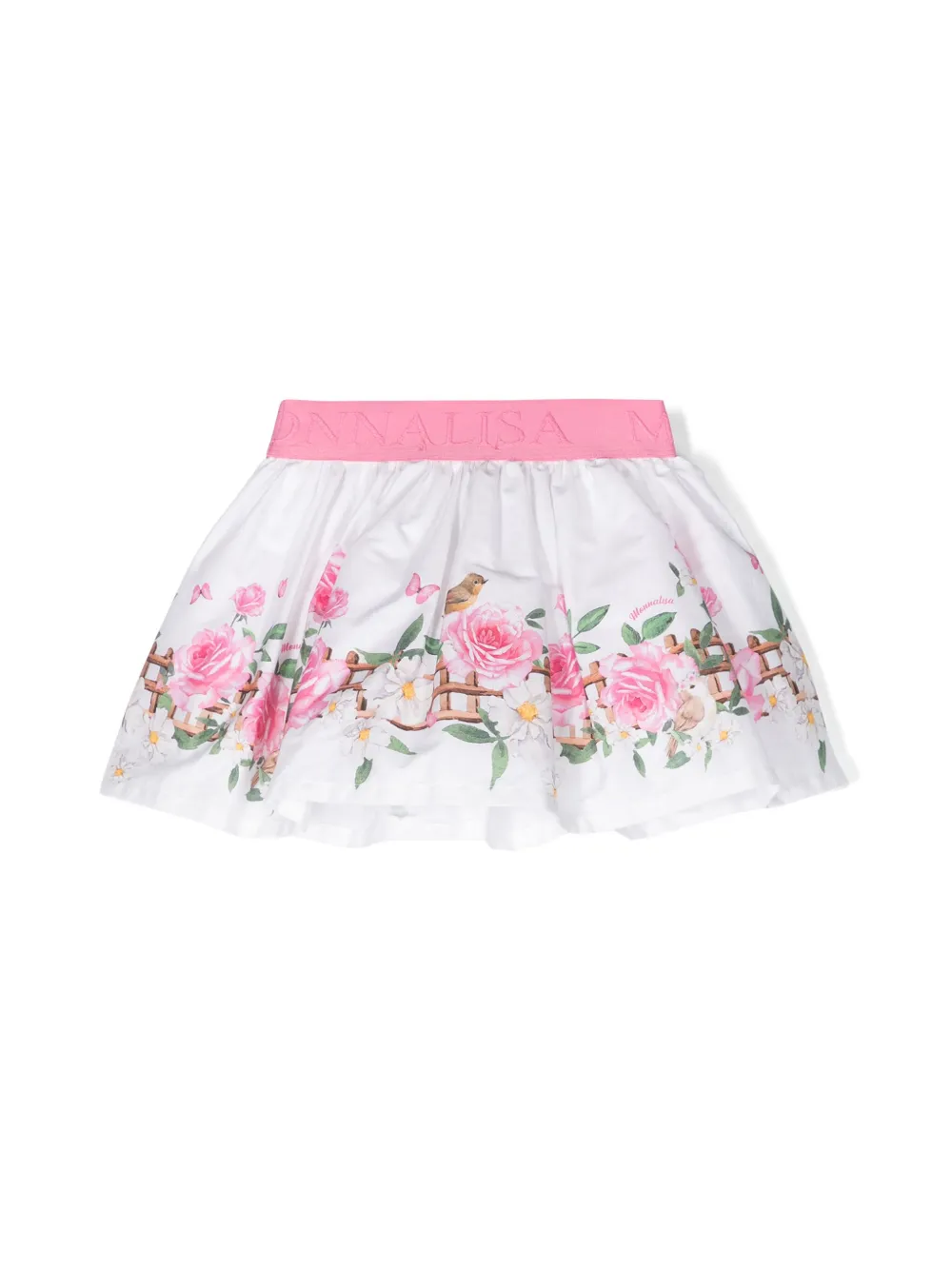 Monnalisa Katoenen rok met logoband - Wit
