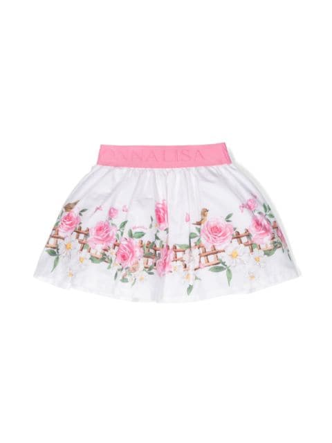 Monnalisa logo-waistband cotton skirt