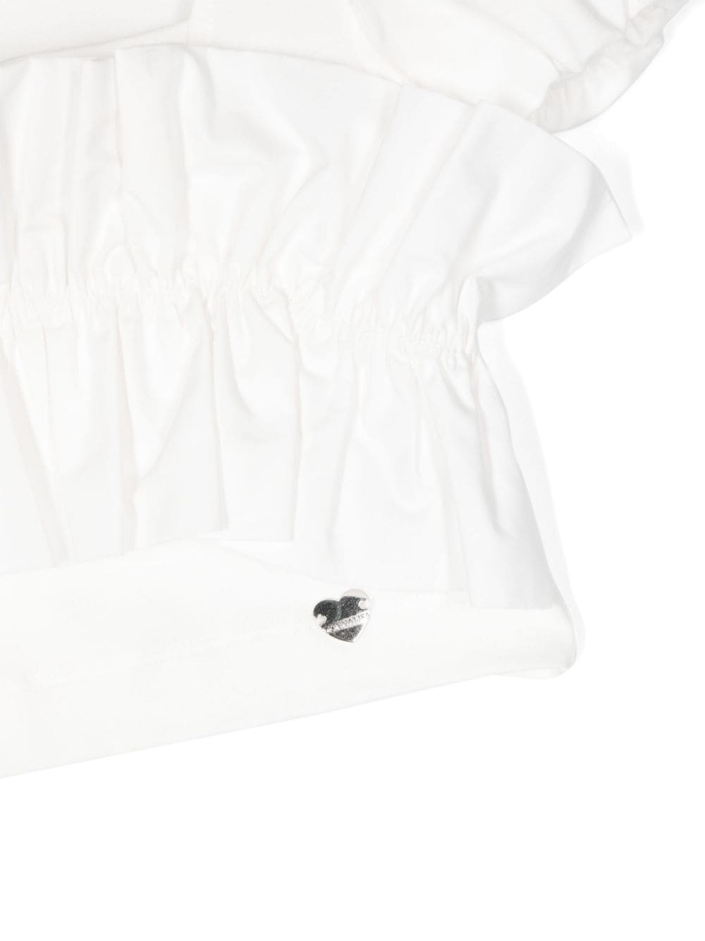 Shop Monnalisa Gathered-detail Blouse In White