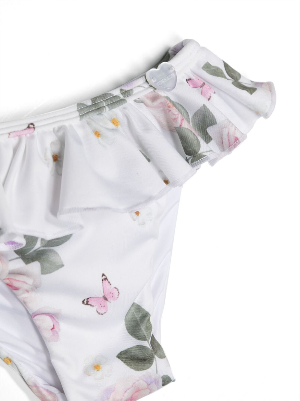 Shop Monnalisa Floral-print Ruffled Bikini In White