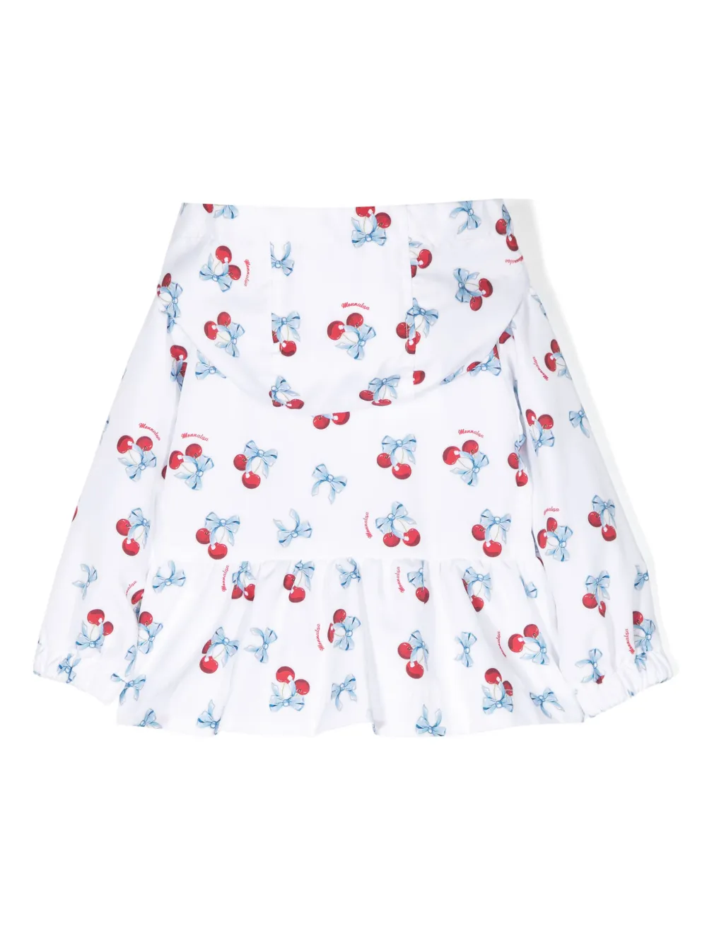 Monnalisa Regenjas met kersenstrikprint - Wit