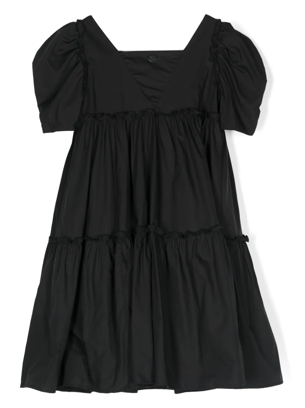 Shop Monnalisa Pleated Cotton Dress In Black