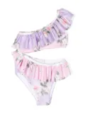 Monnalisa floral-print cut-out swimsuit - Purple