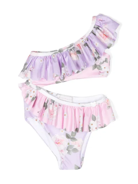 Monnalisa traje de baño con estampado floral y aberturas