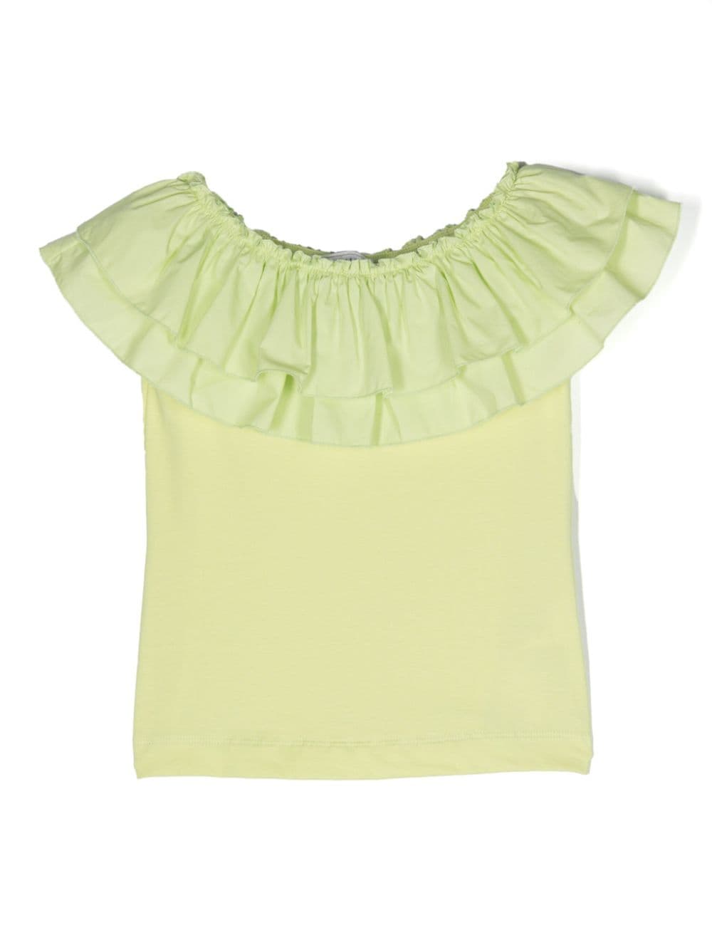 Monnalisa Kids' Ruffle-trimmed Cotton Top In Green