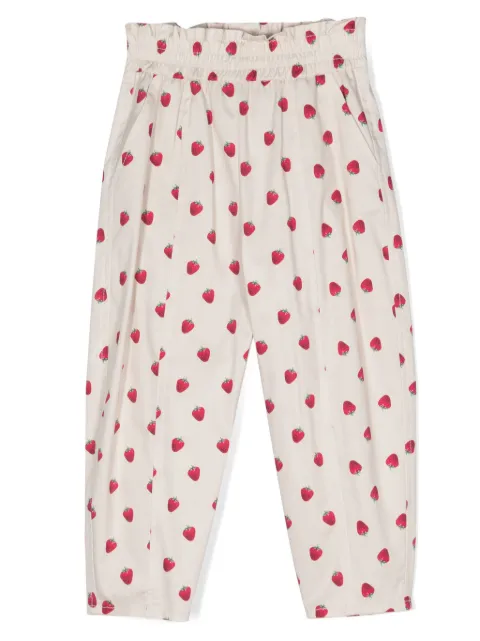 Monnalisa fruit-print tapered-leg trousers