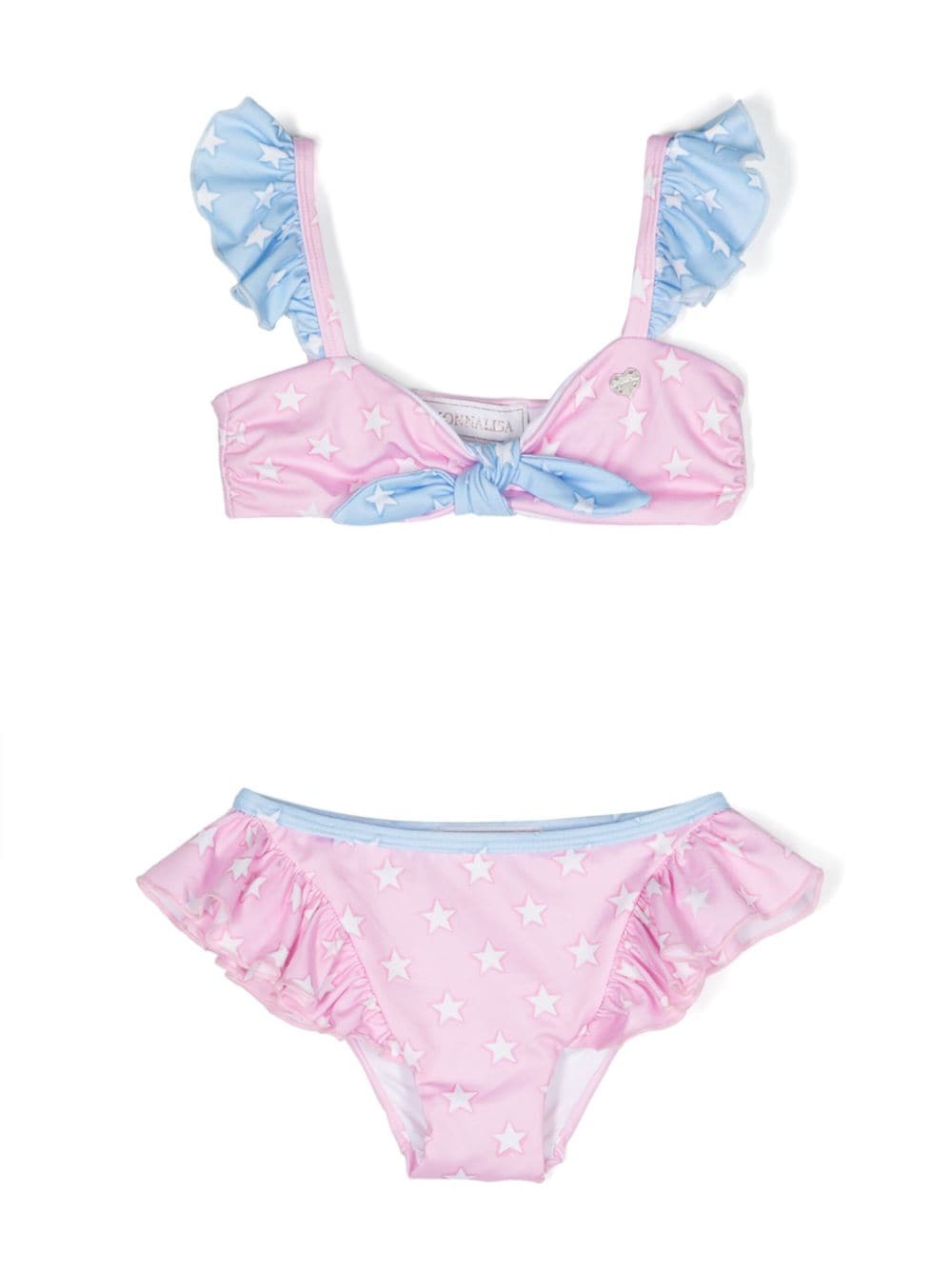 Monnalisa Kids' Star-print Ruffled Bikini Set In Pink
