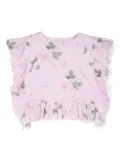 Monnalisa floral-print cotton crop top - Pink