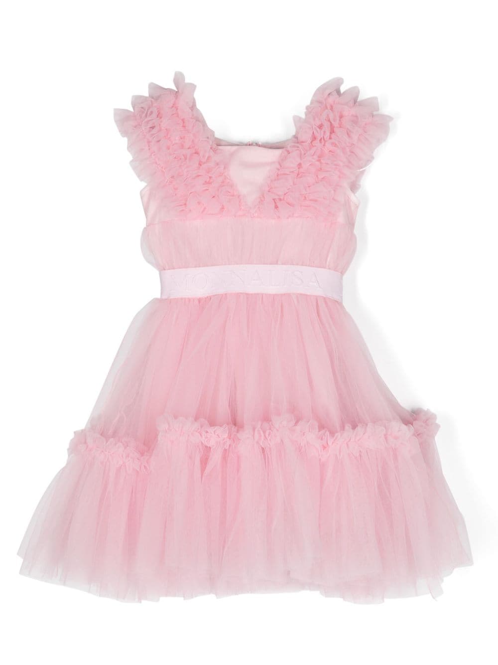 Monnalisa Kids' Ruffled Tulle Party Dress In Pink