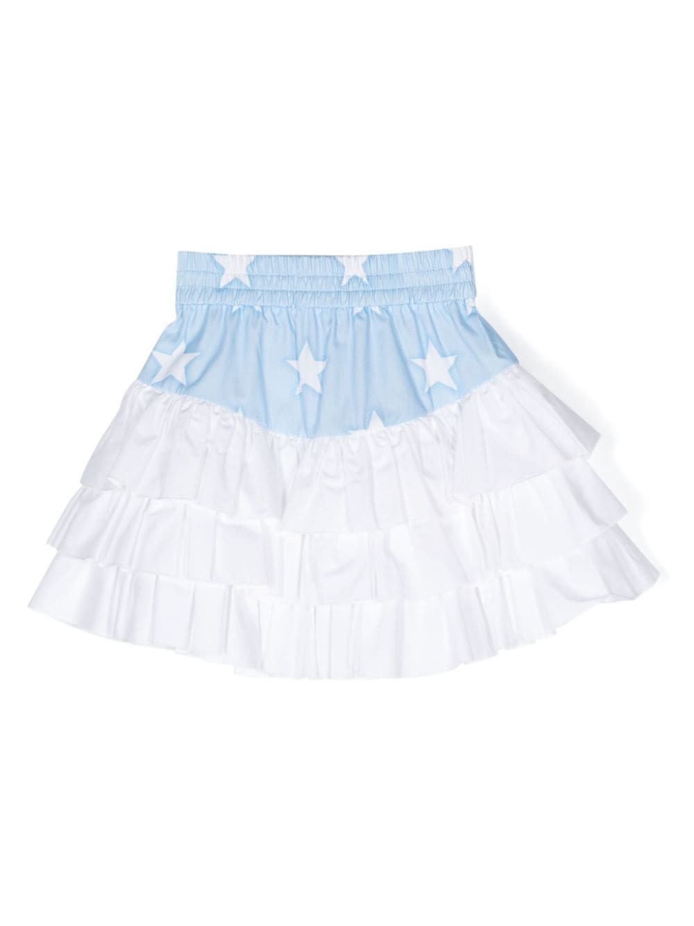 Shop Monnalisa Star-print Tiered Skirt In Blue