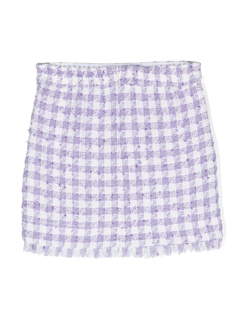 Shop Monnalisa Frayed Tweed Miniskirt In Purple
