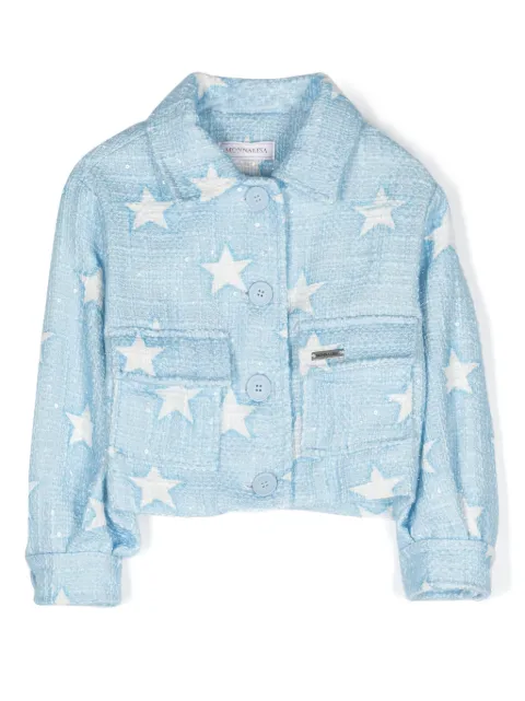 Monnalisa star-print sequinned shirt jacket