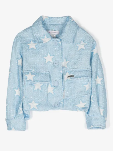 Monnalisa star-print sequinned shirt jacket