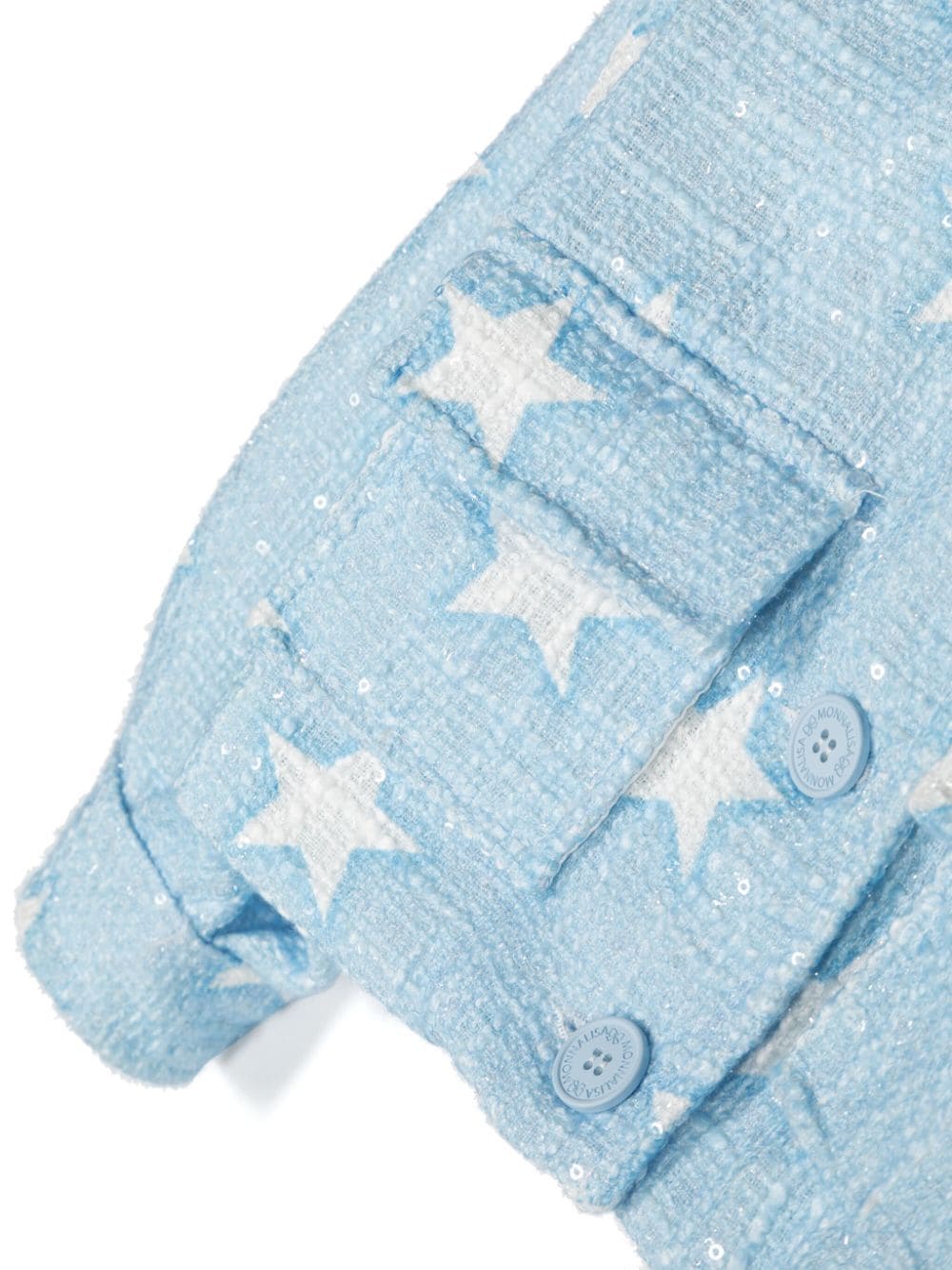 Monnalisa Shirtjack met sterrenprint en pailletten Blauw