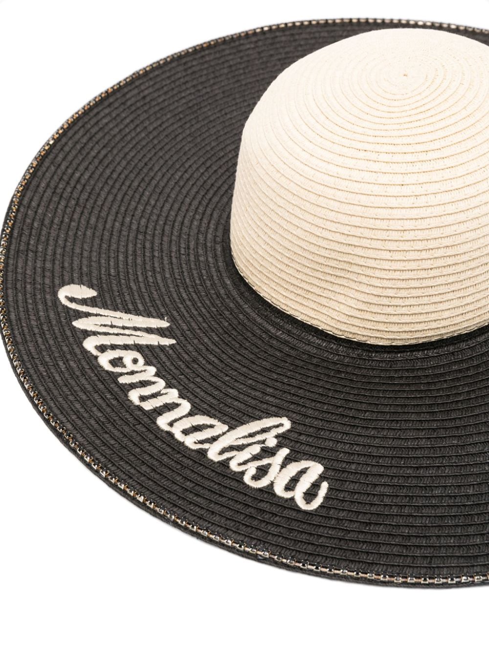 Shop Monnalisa Two-tone Sun Hat In Black