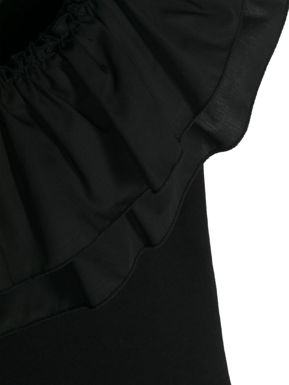 Shop Monnalisa Ruffle-trimmed Cotton Top In Black