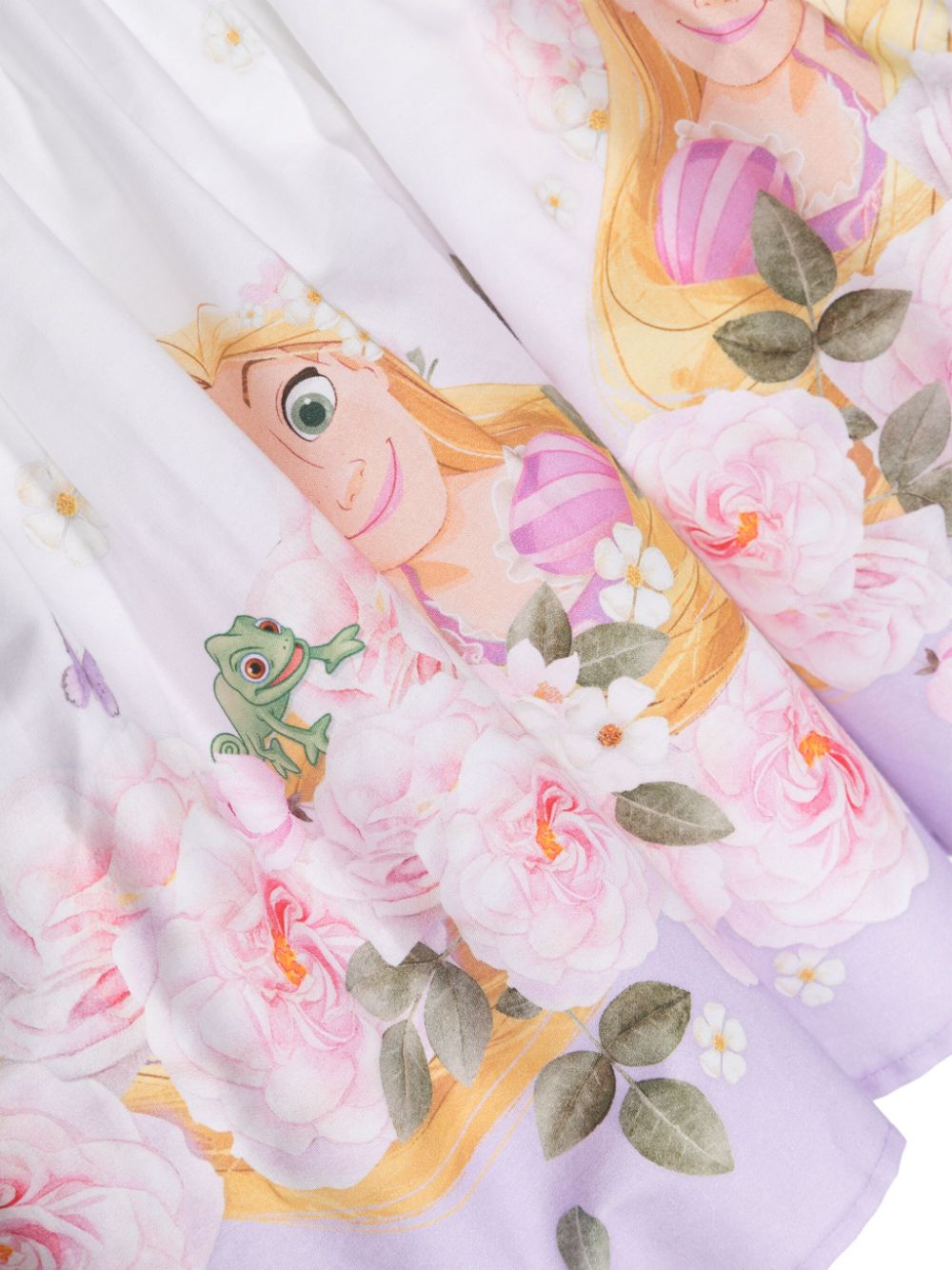 Monnalisa Mini-jurk met bloemenprint en ceintuur Wit