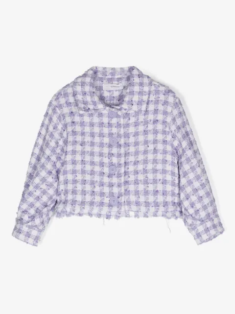 Monnalisa gingham-check tweed jacket