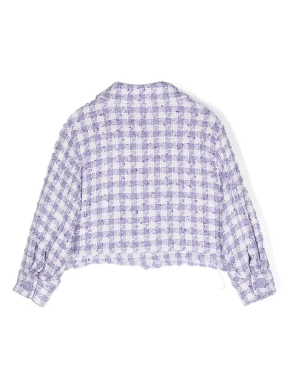 Monnalisa gingham-check Tweed Jacket | Purple | FARFETCH