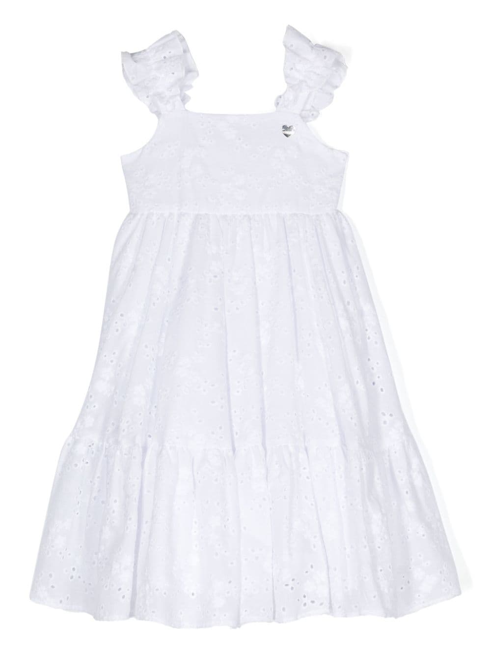 Monnalisa Kids' Broderie-anglaise Casual Dress In White
