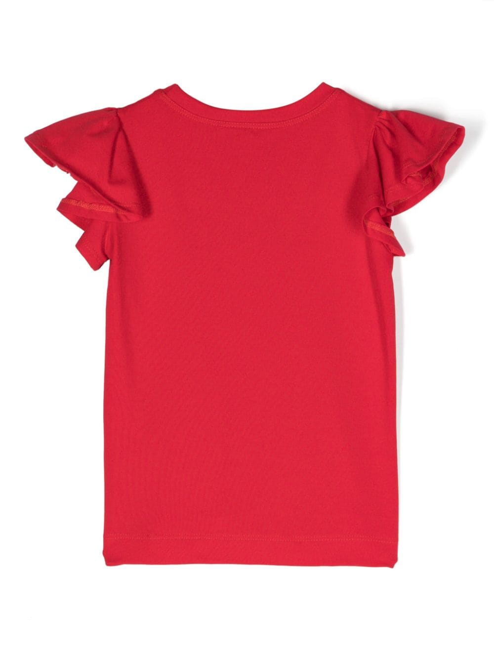 Monnalisa T-shirt met ruchemouwen Rood