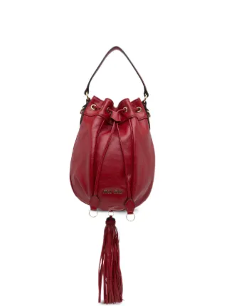 Miu Miu Pre-Owned 2000s Tassel Leather Bucket Bag - Farfetch