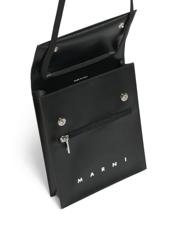 Marni logo-print press-stud Fastening Shoulder Bag | Black