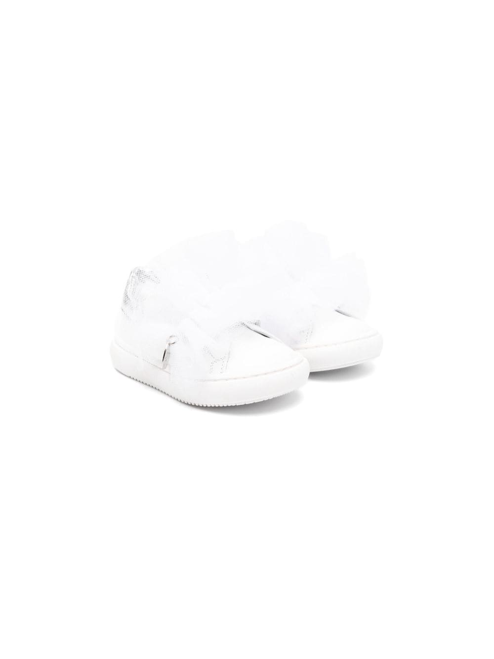 Monnalisa Babies' 荷叶边皮质运动鞋 In White