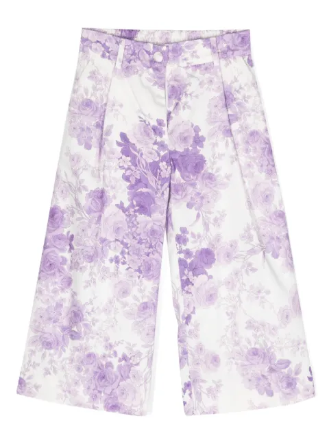 Monnalisa floral-print wide-leg trousers