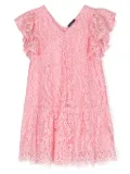 Monnalisa ruffle-trim lace midi dress - Pink