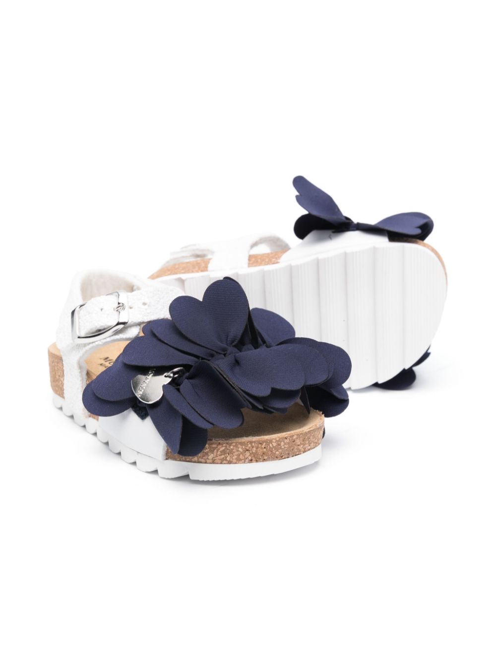 Shop Monnalisa Knot-detailing Glitter Sandals In White
