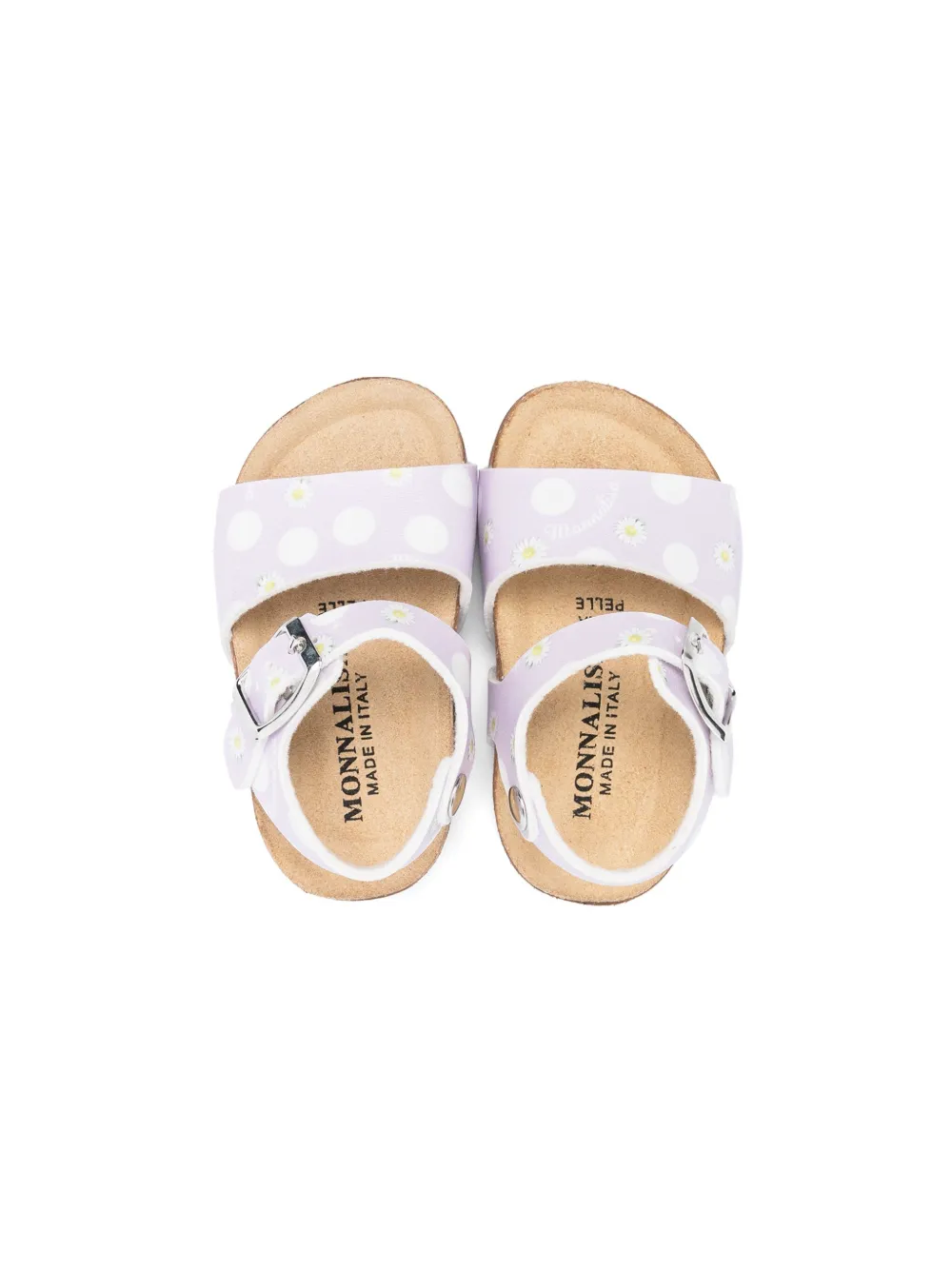 MONNALISA FLORAL-PRINT LEATHER SANDALS