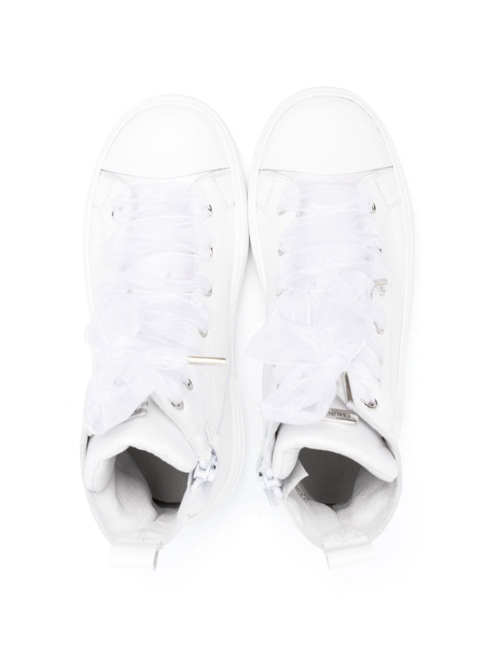 Shop Monnalisa Logo-patch Leather Sneakers In White