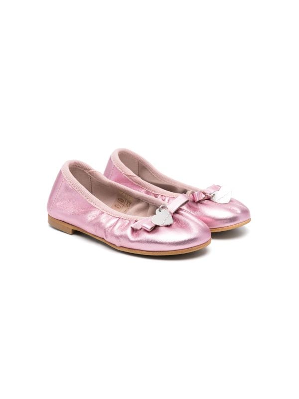 Monnalisa Bow Leather Ballerina Shoes Farfetch