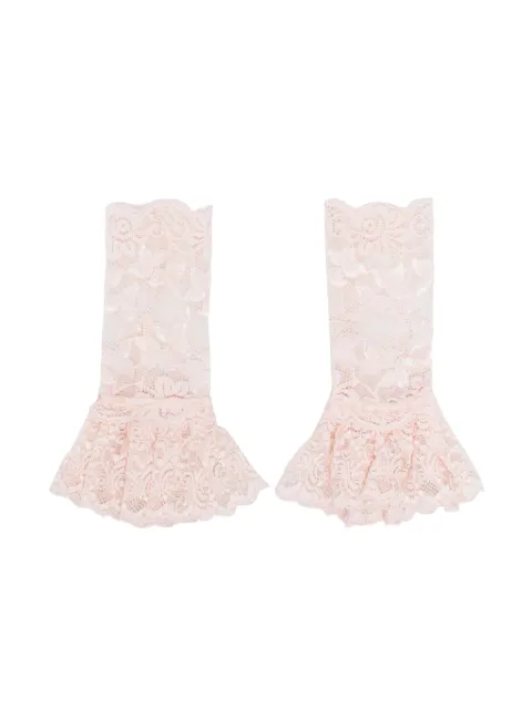 Monnalisa ruffle lace-embroidery gloves