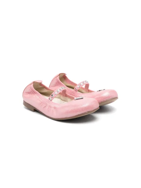 Monnalisa logo-plaque leather ballerina shoes